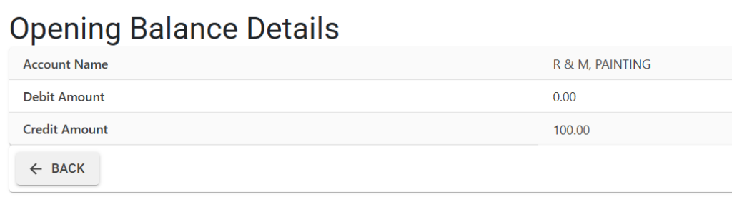Opening Balance Details