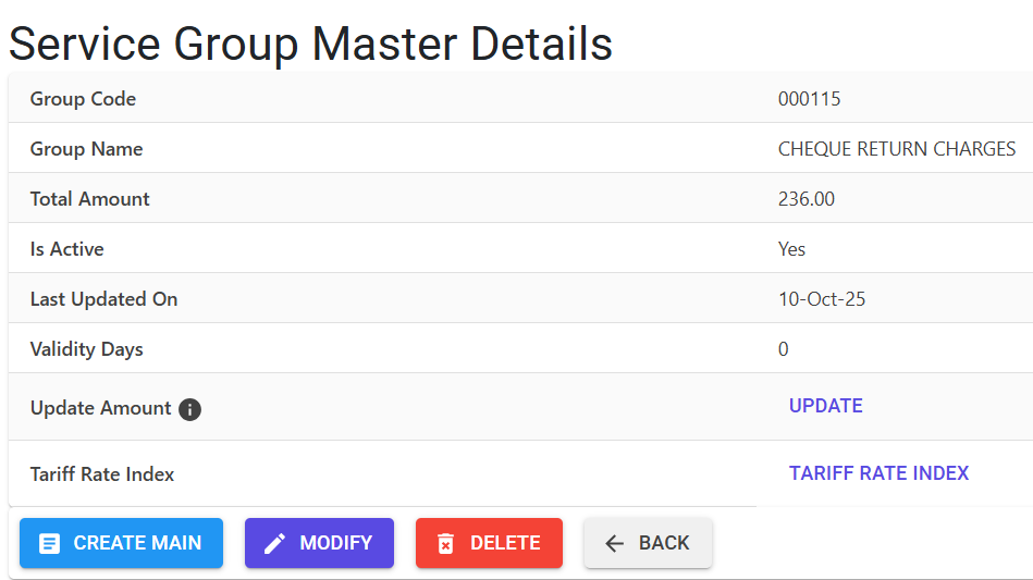 Service Group Details
